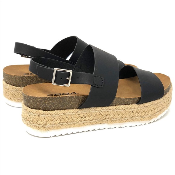 Soda Shoes - Platform espadrille sandals - Black - size 5.5